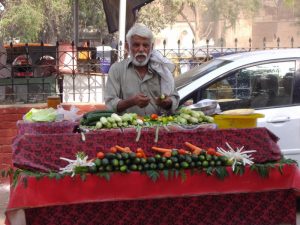 Lahore - prodavač před Lahore Fort